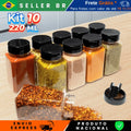 Kit 10 Potes de Plástico para Tempero Condimentos 220ml